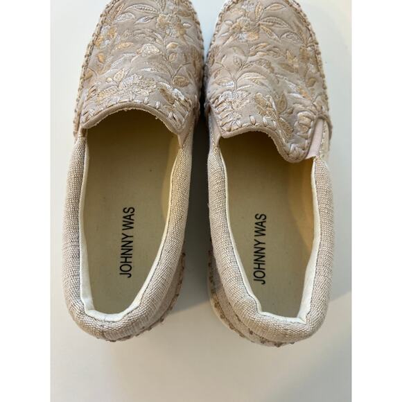 Johnny Was Floral Cecilia Sand Suede Slip On Sneaker Women Size 7.5 M Fairy Boho - Picture 11 of 12